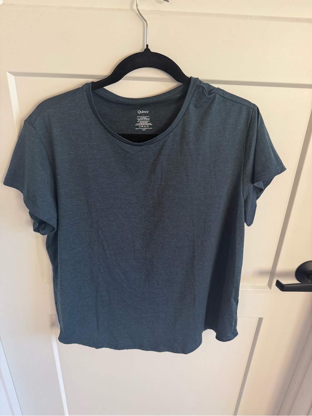 Quince Flowknit Breeze Tee Heather Navy Blue Women’s Size Large Performance